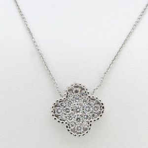 14K White Gold Diamond Alhambra Style Necklace